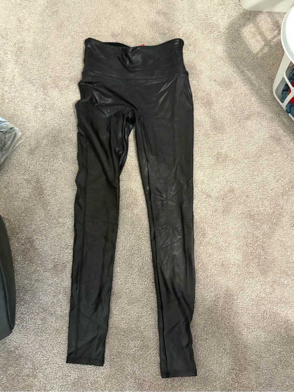 SPANX Black Faux Leather-Look Leggings